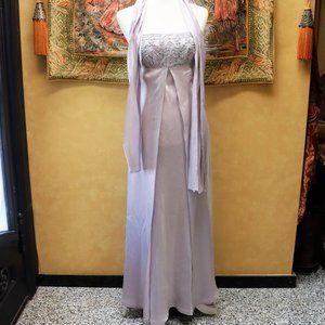 Parco Evening Dress/Gown With Satin Scarf SMALL